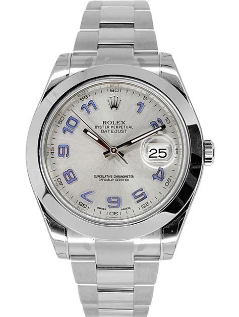 rolex all steel datejust silver dial arabic numerals|pre owned rolex 116334.